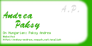 andrea paksy business card